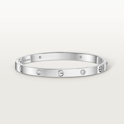 LOVE bracelet, medium model, 4 diamonds, silver
