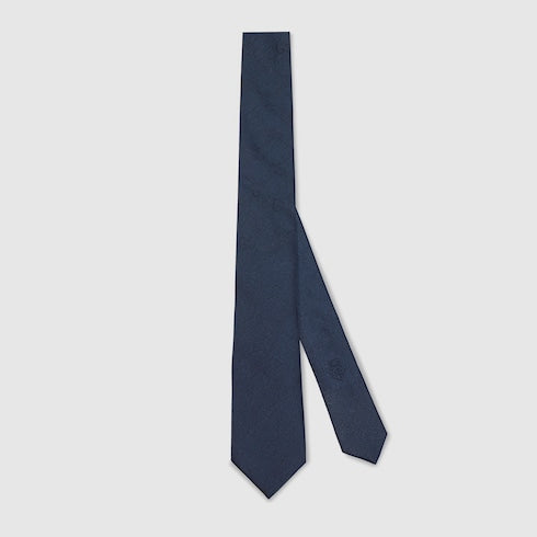 Blue GG cotton and silk tie