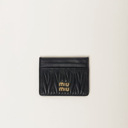 Black matelassé nappa leather card holder