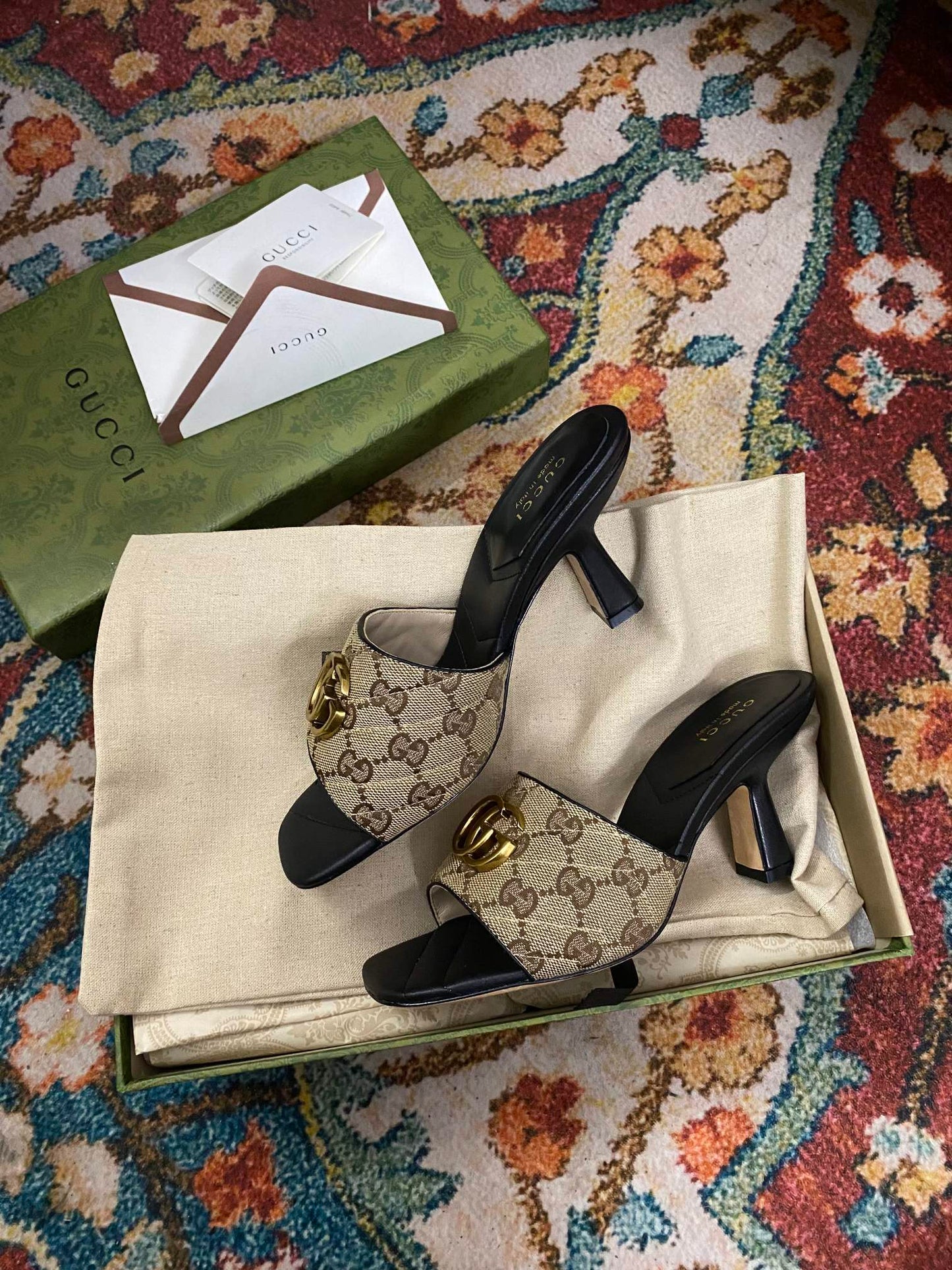 Sandali Slide Marmont Nero/Beige