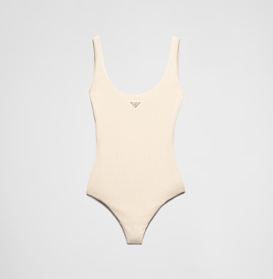 Costume intero in jersey con strass Nude