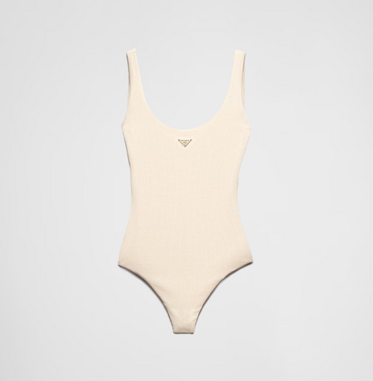 Costume intero in jersey con strass Nude