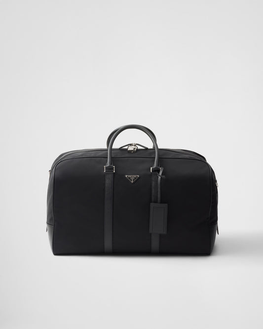 Reisetasche aus schwarzem Nylon und Saffiano-Leder 45
