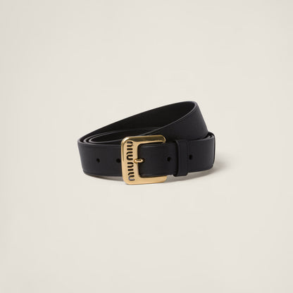 Nappa leather belt Black Golden buckle 3cm
