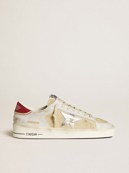 Nubuck and crackled leather with silver laminated leather star
