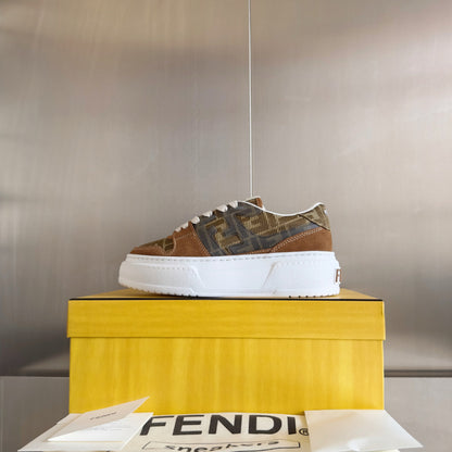 Brown FF Fabric Canvas Platform Match Sneakers