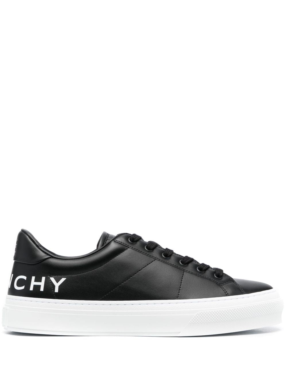 Ledersneaker mit schwarzem Logodruck