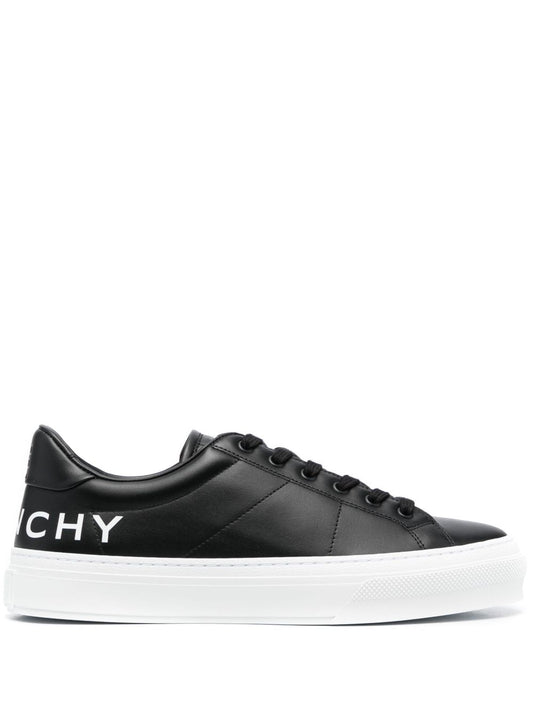 Ledersneaker mit schwarzem Logodruck