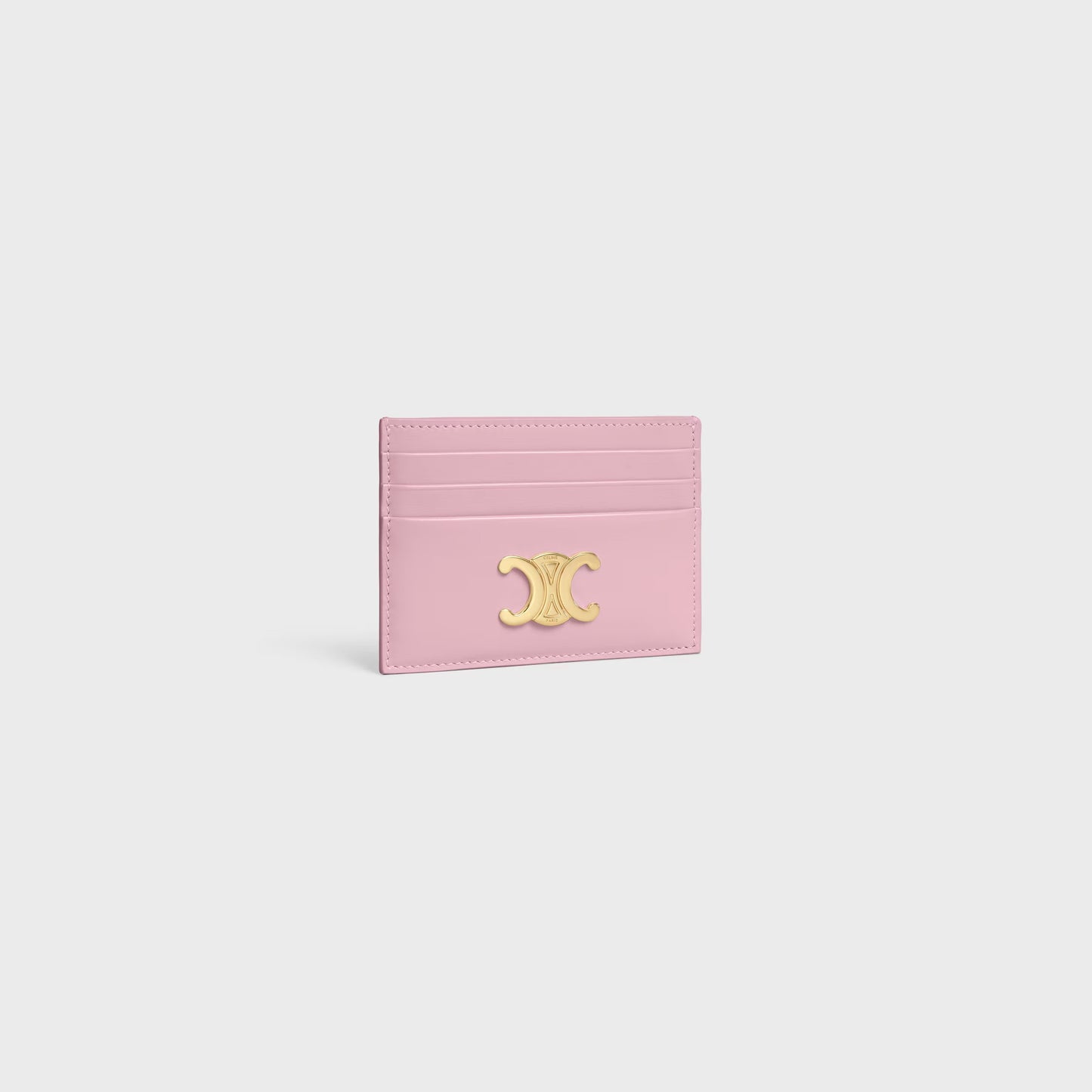 Portacarte Triomphe in pelle di vitello lucida rosa
