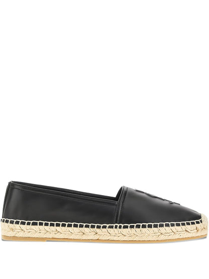 Espadrillas con logo nero/rafia