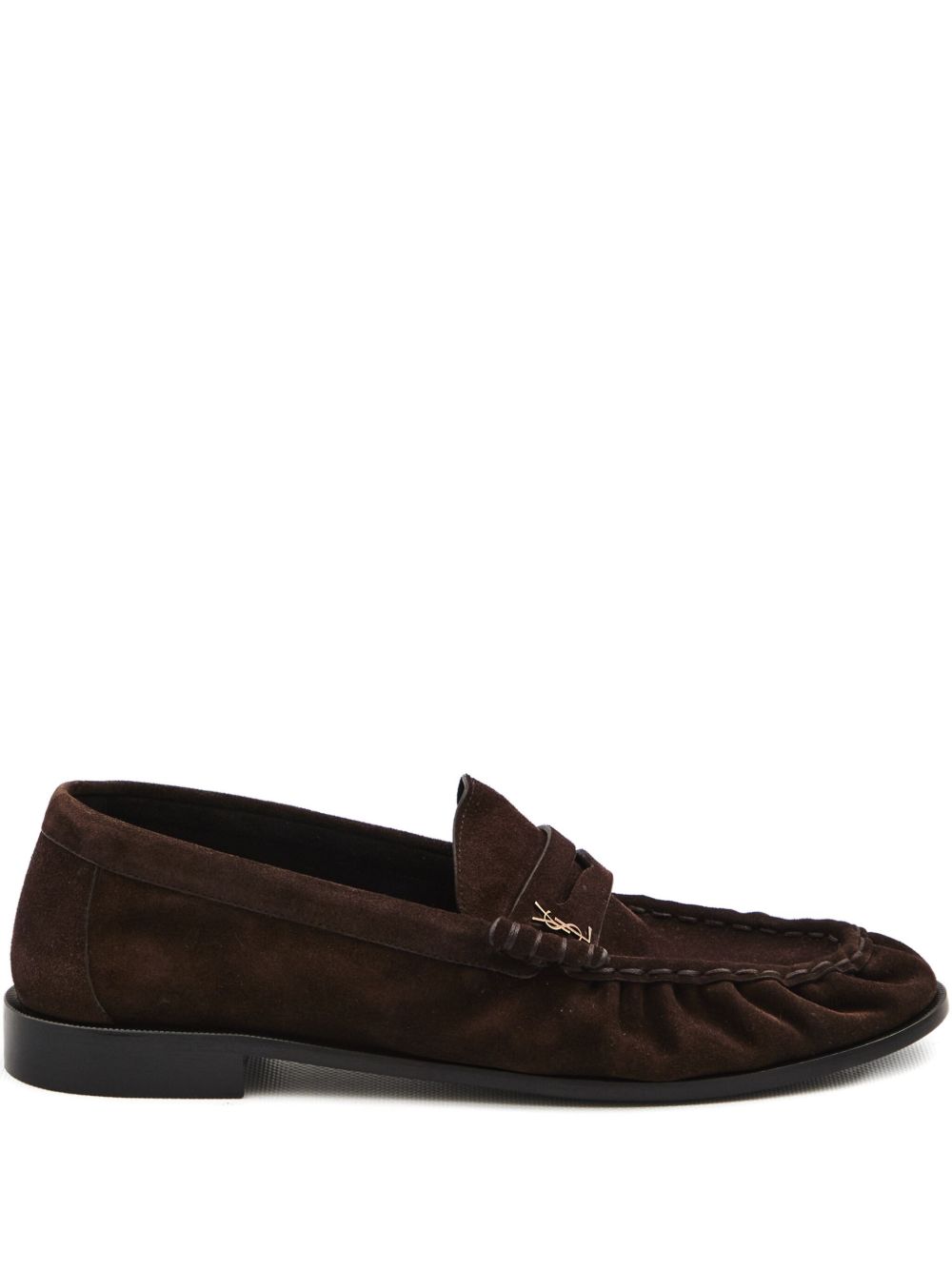 Dark brown suede loafers