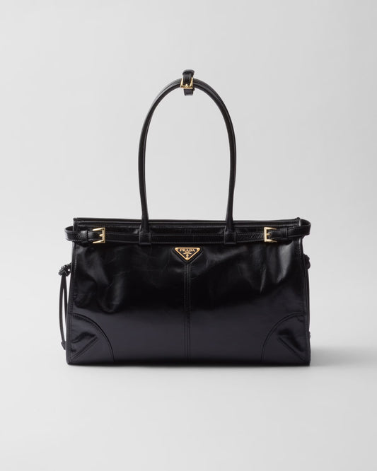 Borsa a mano Bonnie grande in pelle Nero