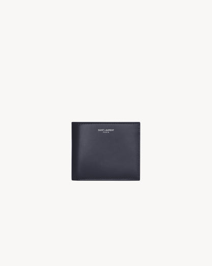 East/West wallet in smooth blue leather