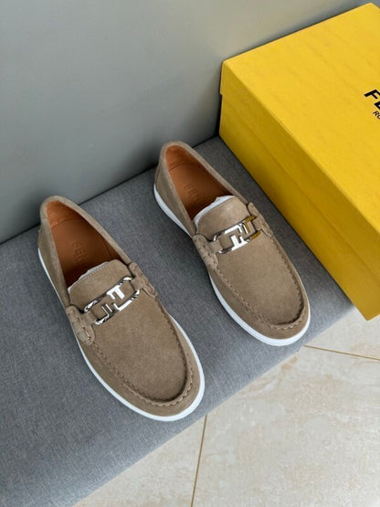 Dark beige suede loafers