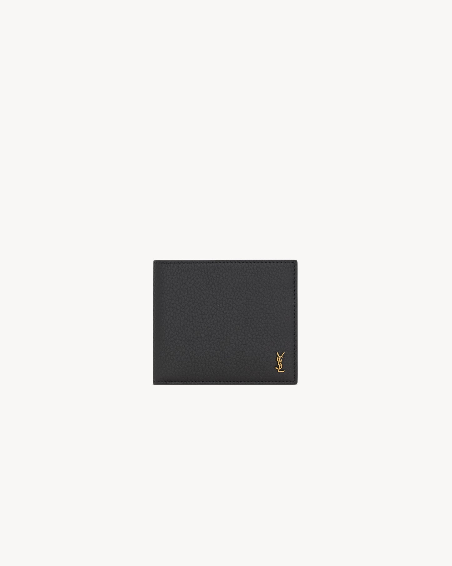 East/West TINY CASSANDRE wallet in black grained leather