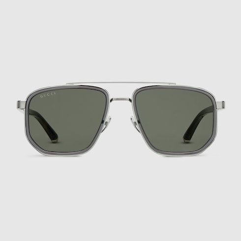 Men's navigator sunglasses in grey and silver