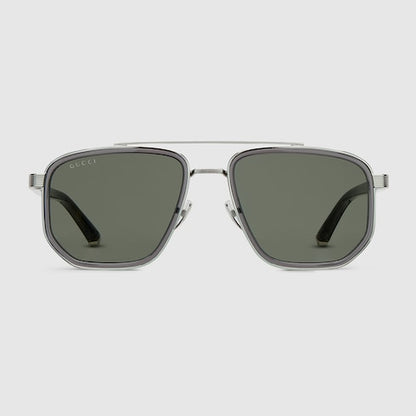 Men's navigator sunglasses in grey and silver
