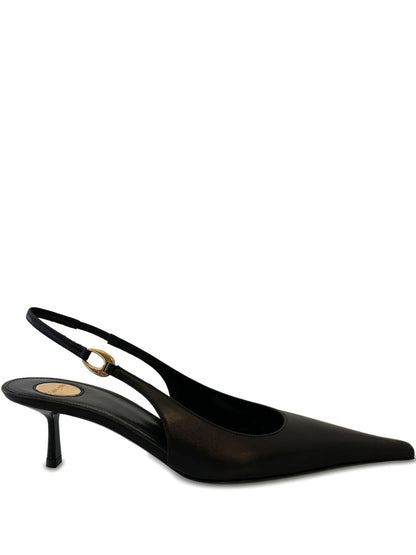 Vendome black leather slingback pumps, 50mm