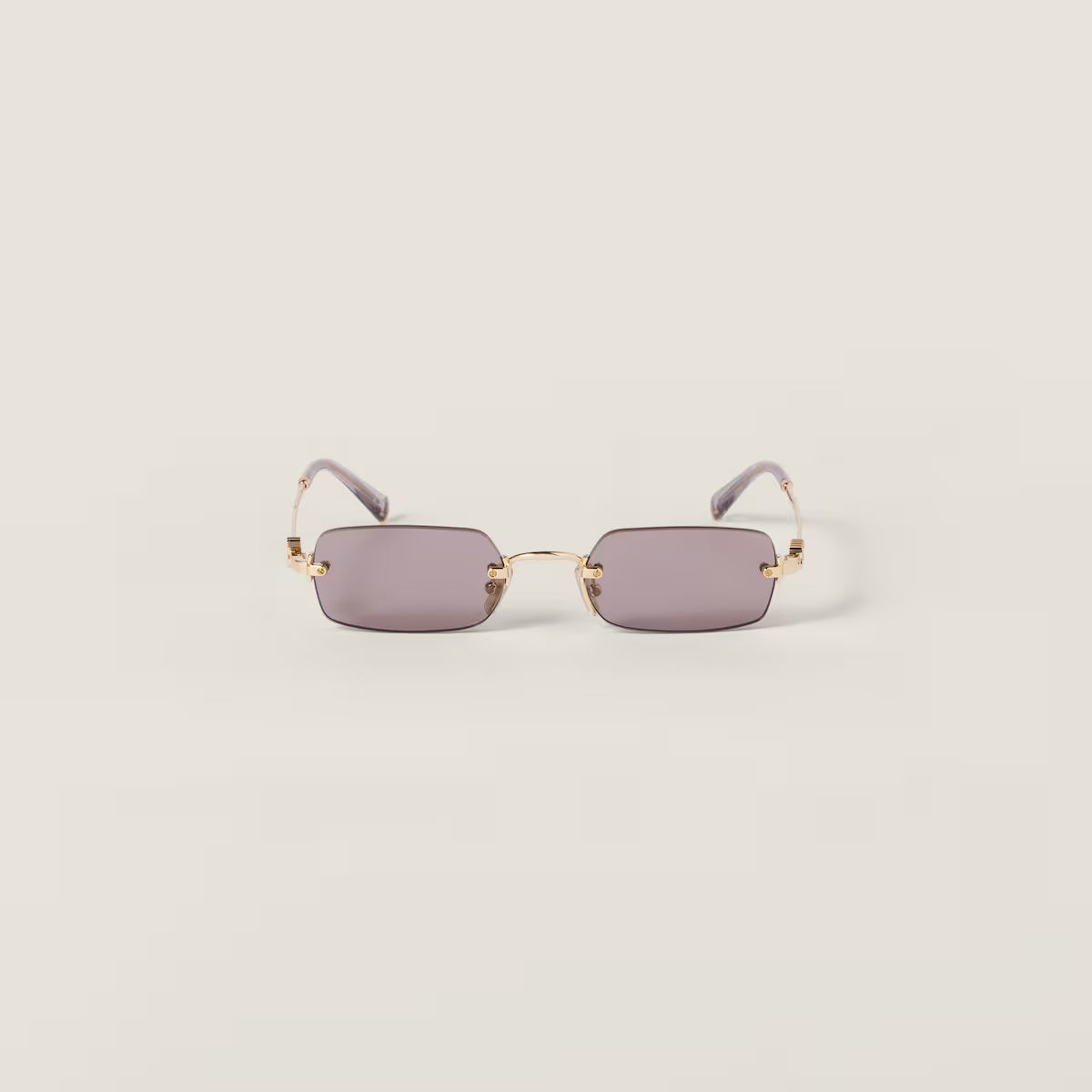 Rectangular frameless mauve sunglasses