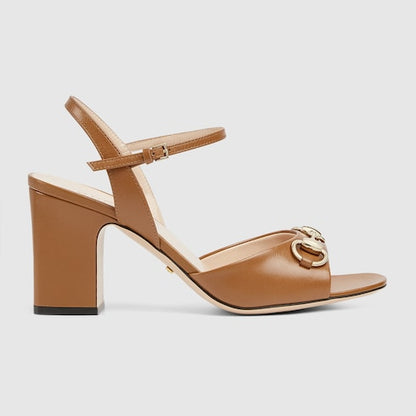 Damen-Sandalette mit braunem Lederknebel