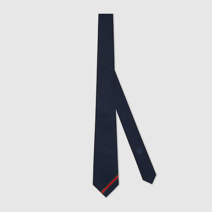 Web jacquard silk tie with GG crest
