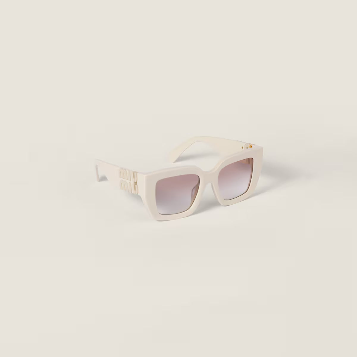 Miu Glimpse Sunglasses Milky white frame Silver gradient coffee lenses
