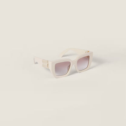 Miu Glimpse Sunglasses Milky white frame Silver gradient coffee lenses