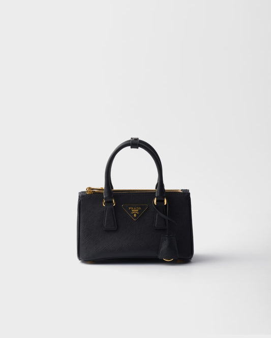 Mini Galleria Tasche aus schwarzem Saffiano