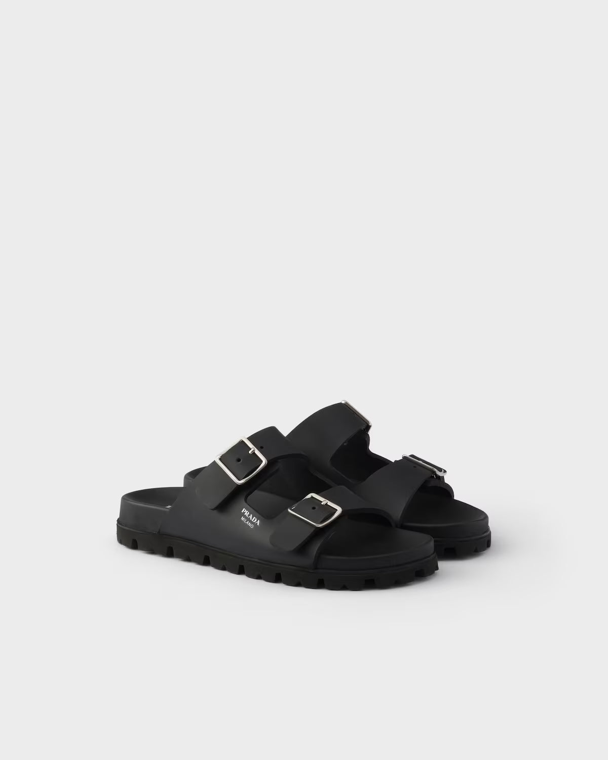 Black rubber slider sandals