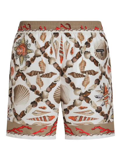 Costume da bagno bianco con stampa a conchiglie