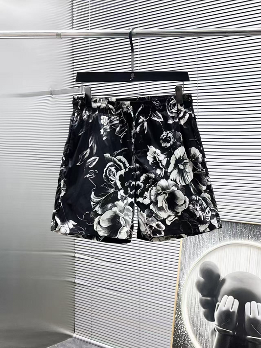 Costume da bagno Stampa Floreale Bianco e Nero