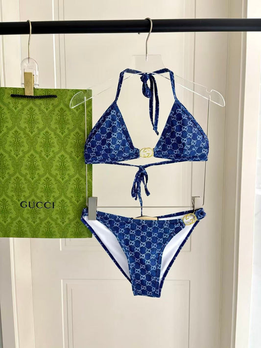 Bikini Triangolo Monogram GG Blu
