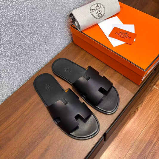 Men's Izmir sandals in black calfskin