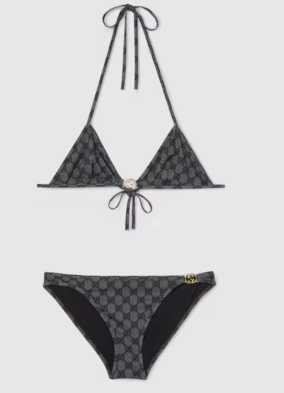 Bikini in jersey stretch con stampa GG nero