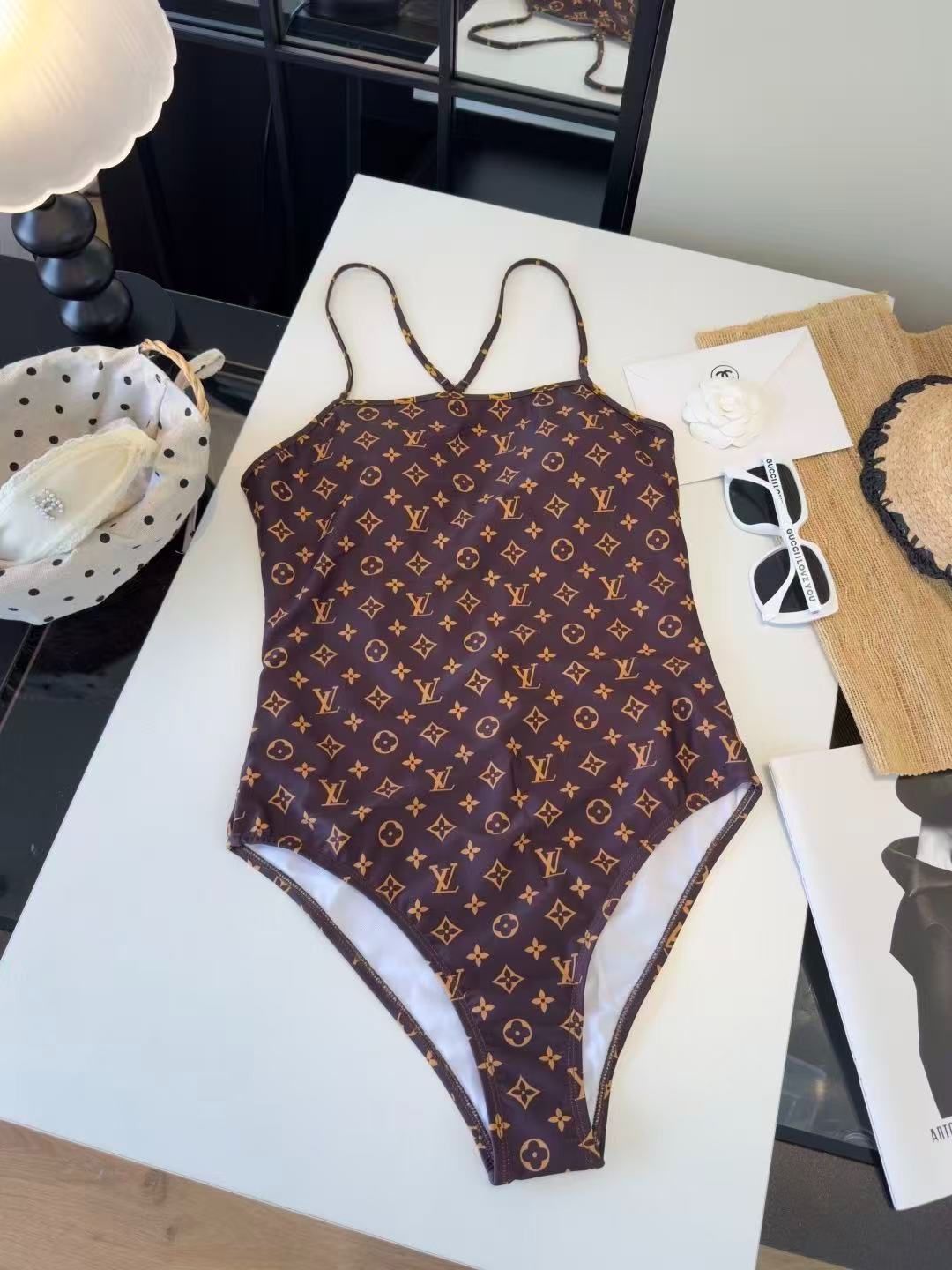Costume Intero Classic Monogram Marrone