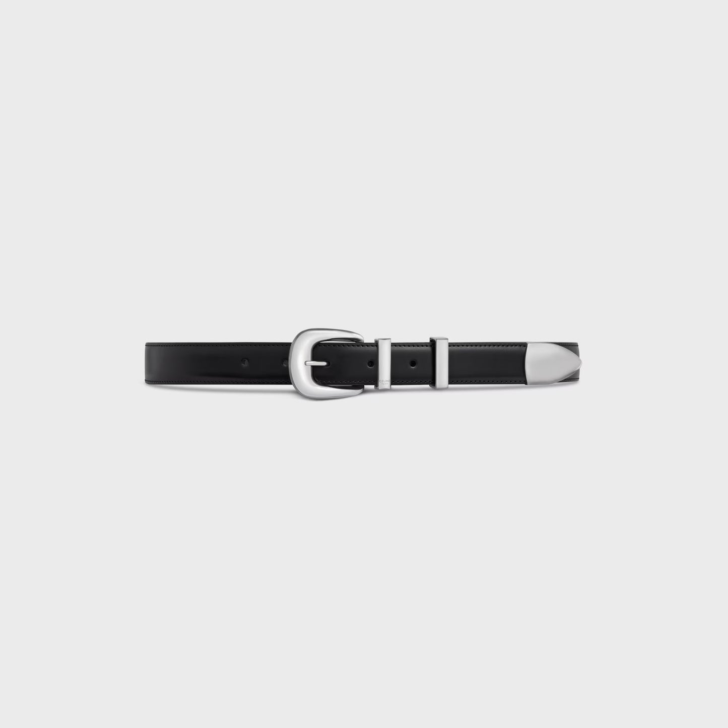 CINTURA WESTERN DA 25 MM IN pelle Taurillon nero con fibbia argento