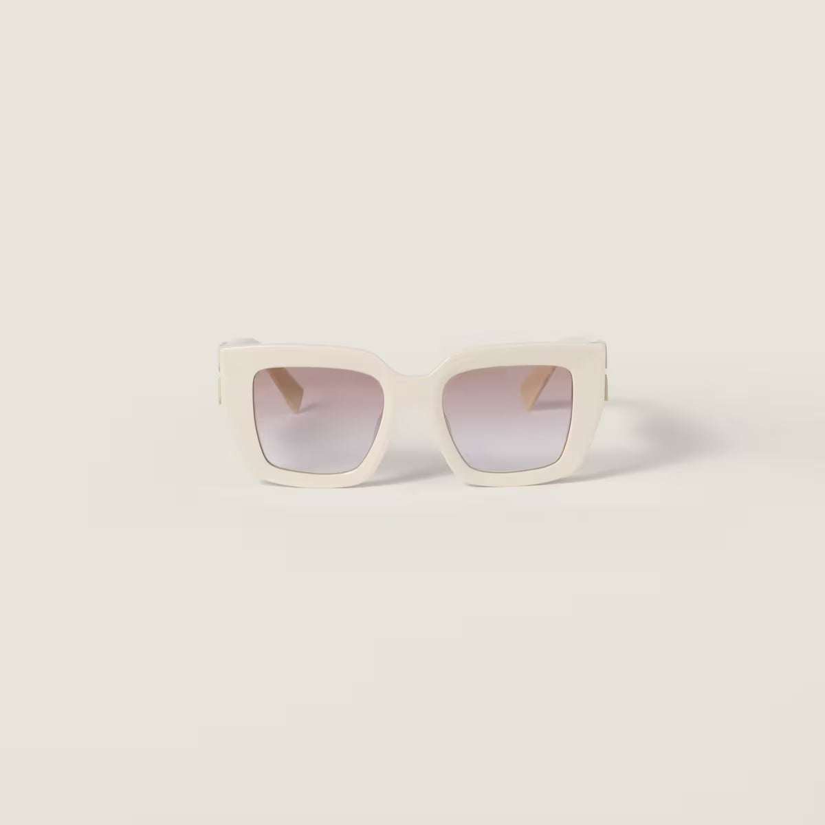 Miu Glimpse Sunglasses Milky white frame Silver gradient coffee lenses