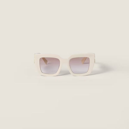 Miu Glimpse Sunglasses Milky white frame Silver gradient coffee lenses