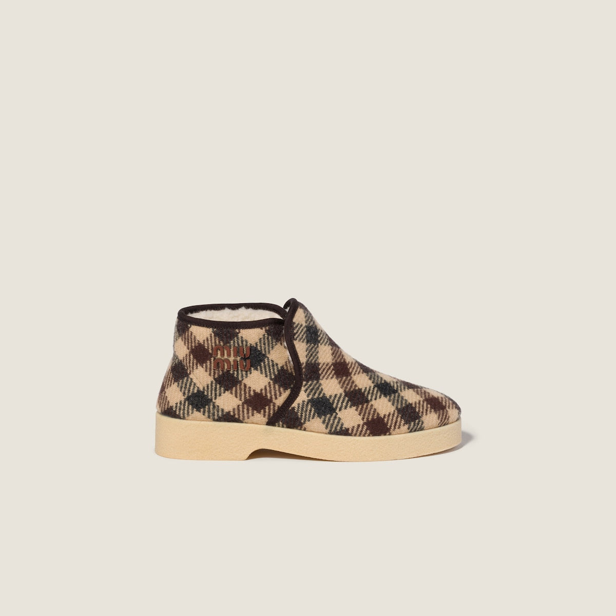 Stiefeletten aus Kamel-/Blauwolle und Schaffell