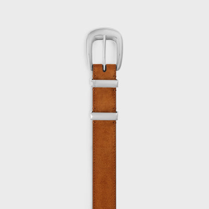 Cintura western 25 mm in pelle di vitello scamosciata fulvo uomo
