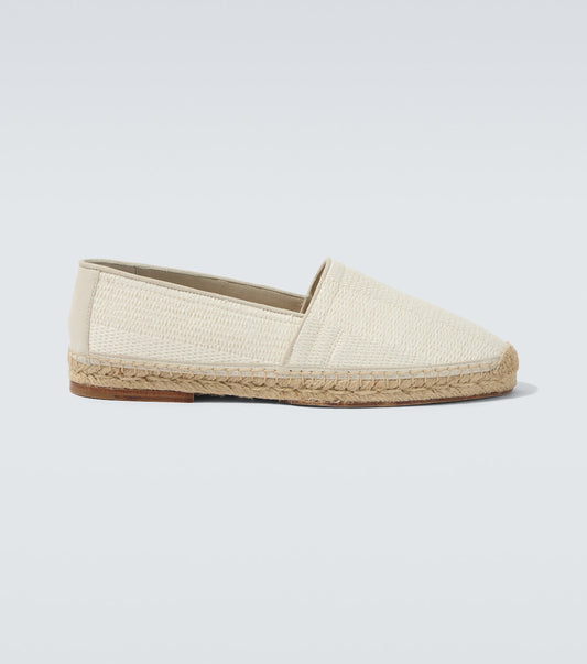 Espadrilles aus Canvas mit Velourslederbesatz in Weiß