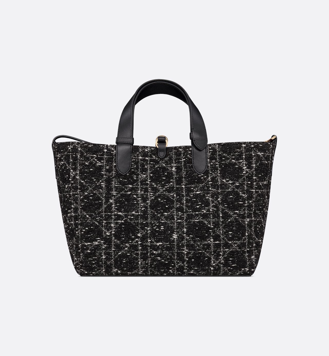Medium Toujours Bag in Black Tweed with White Cannage Motif