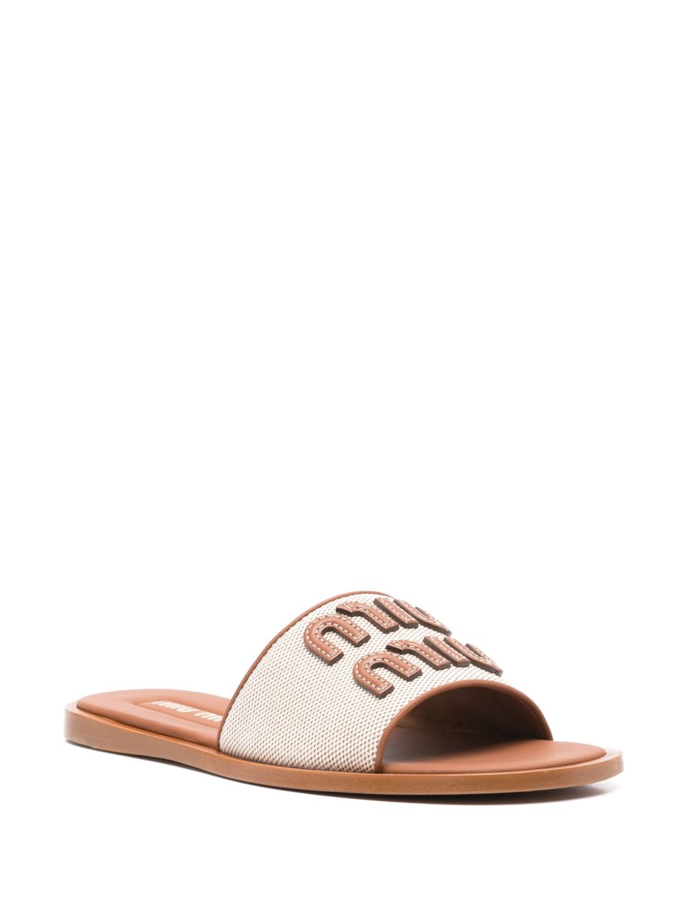 Camel brown sandals with appliqué logo