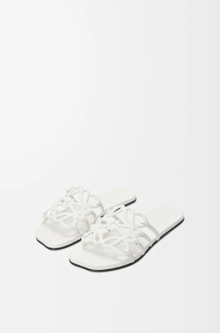 Slide Anagram Petal in morbida pelle Bianco