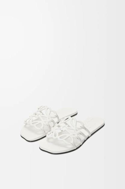 Slide Anagram Petal in morbida pelle Bianco