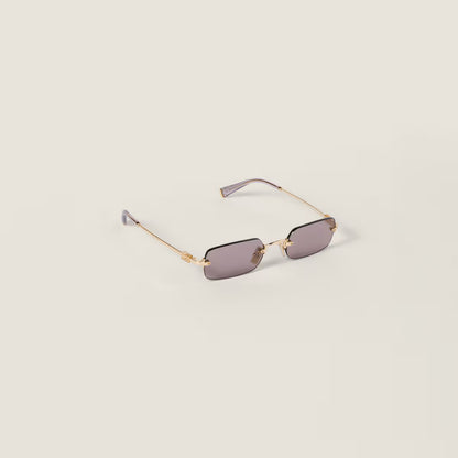 Rectangular frameless mauve sunglasses
