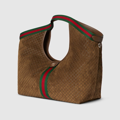 Small GG Giglio shopping bag in brown suede
