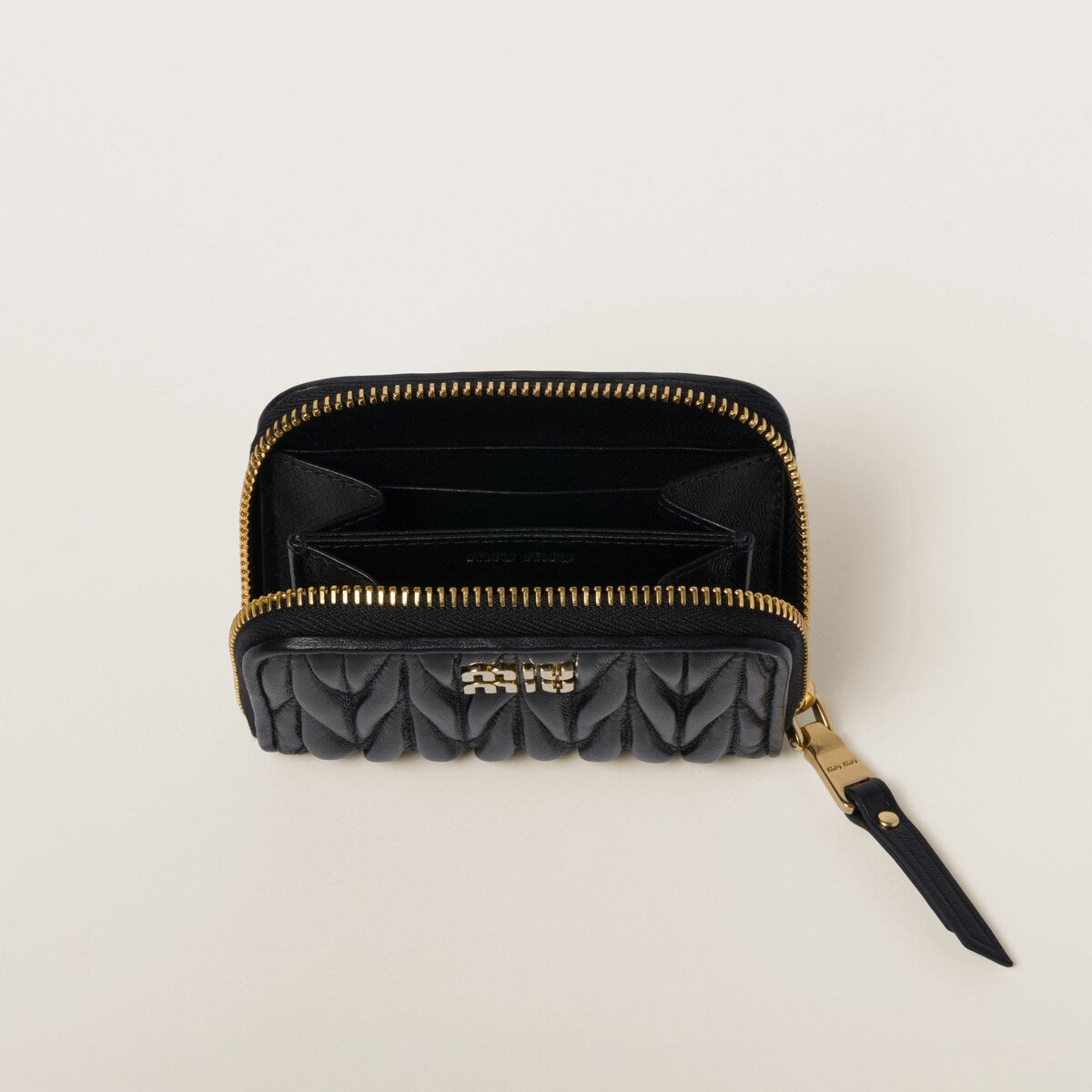 Black matelassé nappa leather coin purse