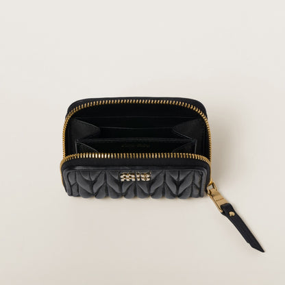 Black matelassé nappa leather coin purse