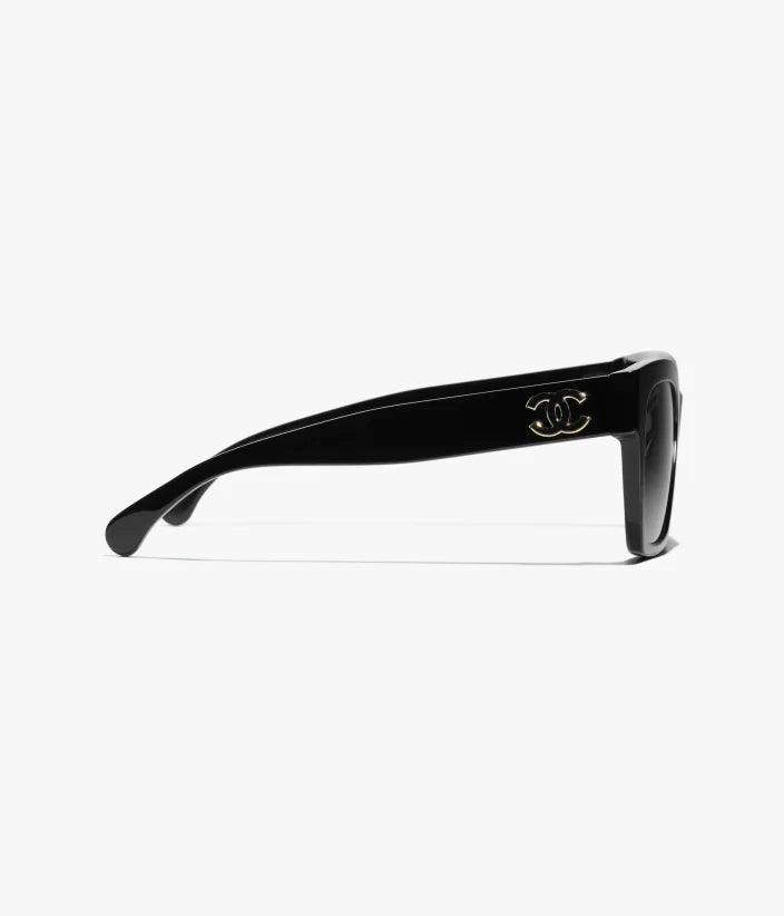 Occhiali da sole Butterfly in acetato nero con lenti nere